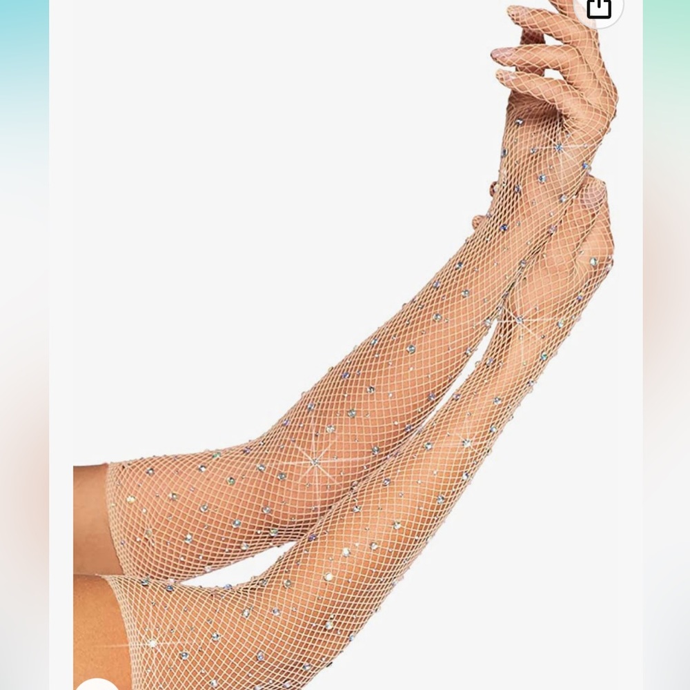 Mesh Rhinestone Costume mesh gloves